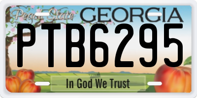 GA license plate PTB6295