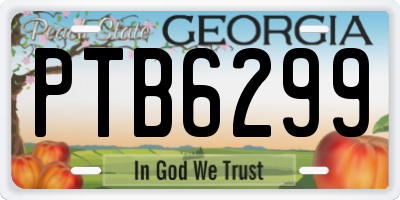 GA license plate PTB6299