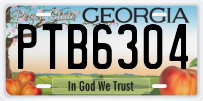 GA license plate PTB6304