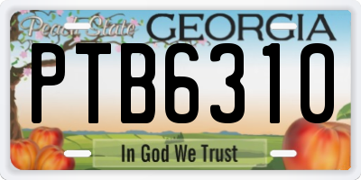 GA license plate PTB6310