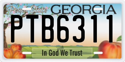GA license plate PTB6311
