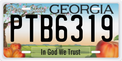 GA license plate PTB6319