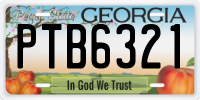 GA license plate PTB6321
