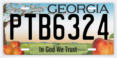 GA license plate PTB6324