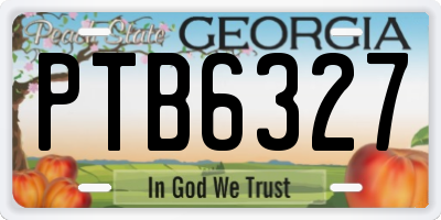 GA license plate PTB6327