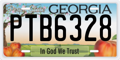 GA license plate PTB6328