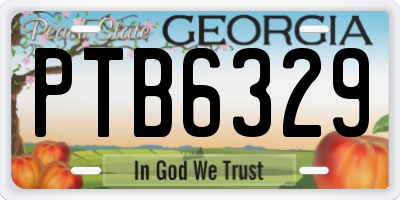 GA license plate PTB6329