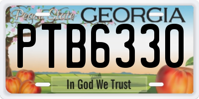 GA license plate PTB6330