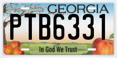 GA license plate PTB6331