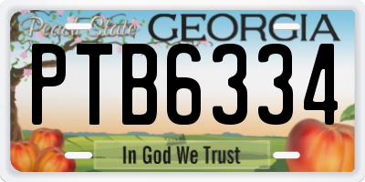 GA license plate PTB6334