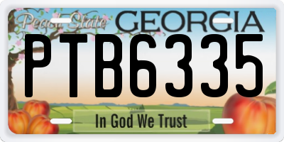 GA license plate PTB6335