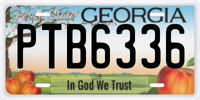 GA license plate PTB6336