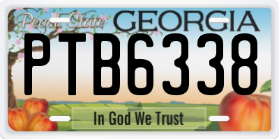 GA license plate PTB6338
