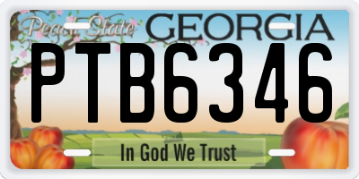 GA license plate PTB6346