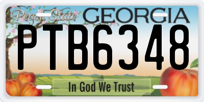 GA license plate PTB6348