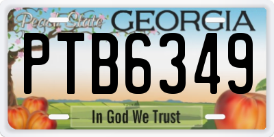 GA license plate PTB6349