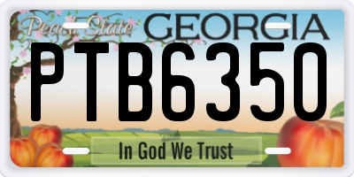 GA license plate PTB6350