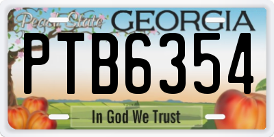 GA license plate PTB6354