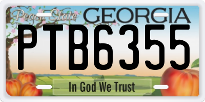 GA license plate PTB6355