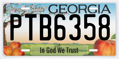 GA license plate PTB6358