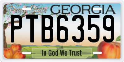 GA license plate PTB6359