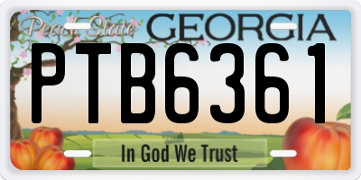 GA license plate PTB6361