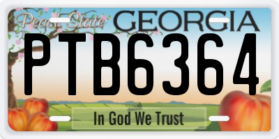 GA license plate PTB6364