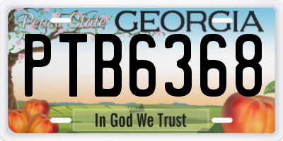 GA license plate PTB6368