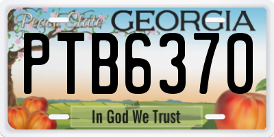 GA license plate PTB6370