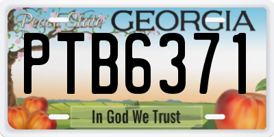 GA license plate PTB6371