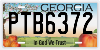GA license plate PTB6372