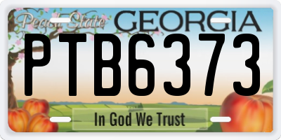 GA license plate PTB6373
