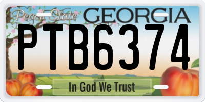 GA license plate PTB6374
