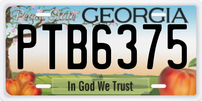 GA license plate PTB6375
