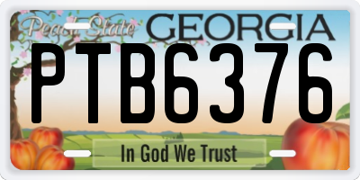 GA license plate PTB6376