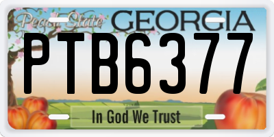 GA license plate PTB6377