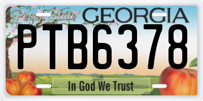 GA license plate PTB6378
