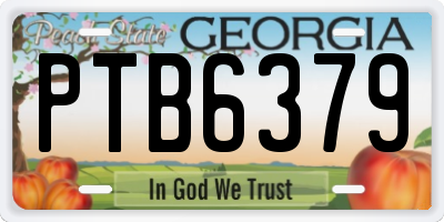 GA license plate PTB6379