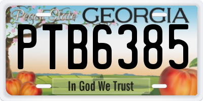 GA license plate PTB6385