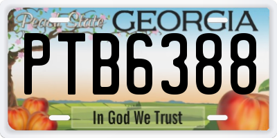 GA license plate PTB6388