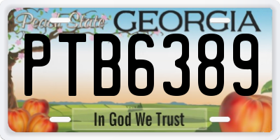 GA license plate PTB6389
