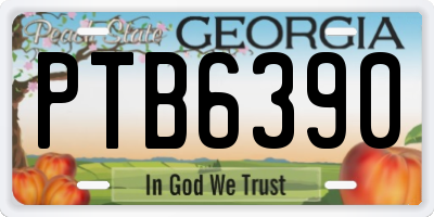 GA license plate PTB6390