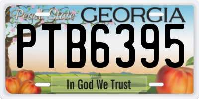 GA license plate PTB6395