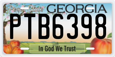 GA license plate PTB6398