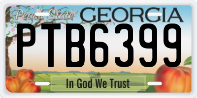 GA license plate PTB6399