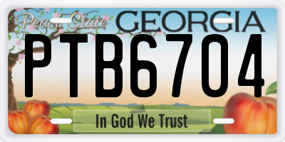 GA license plate PTB6704