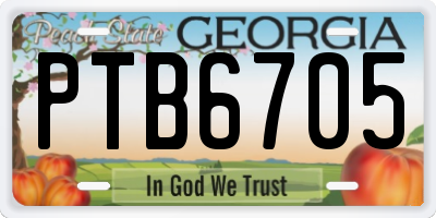 GA license plate PTB6705