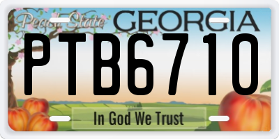 GA license plate PTB6710