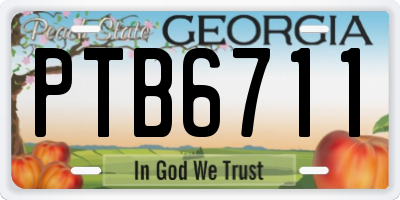 GA license plate PTB6711