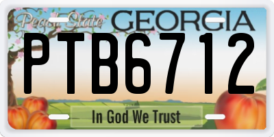 GA license plate PTB6712